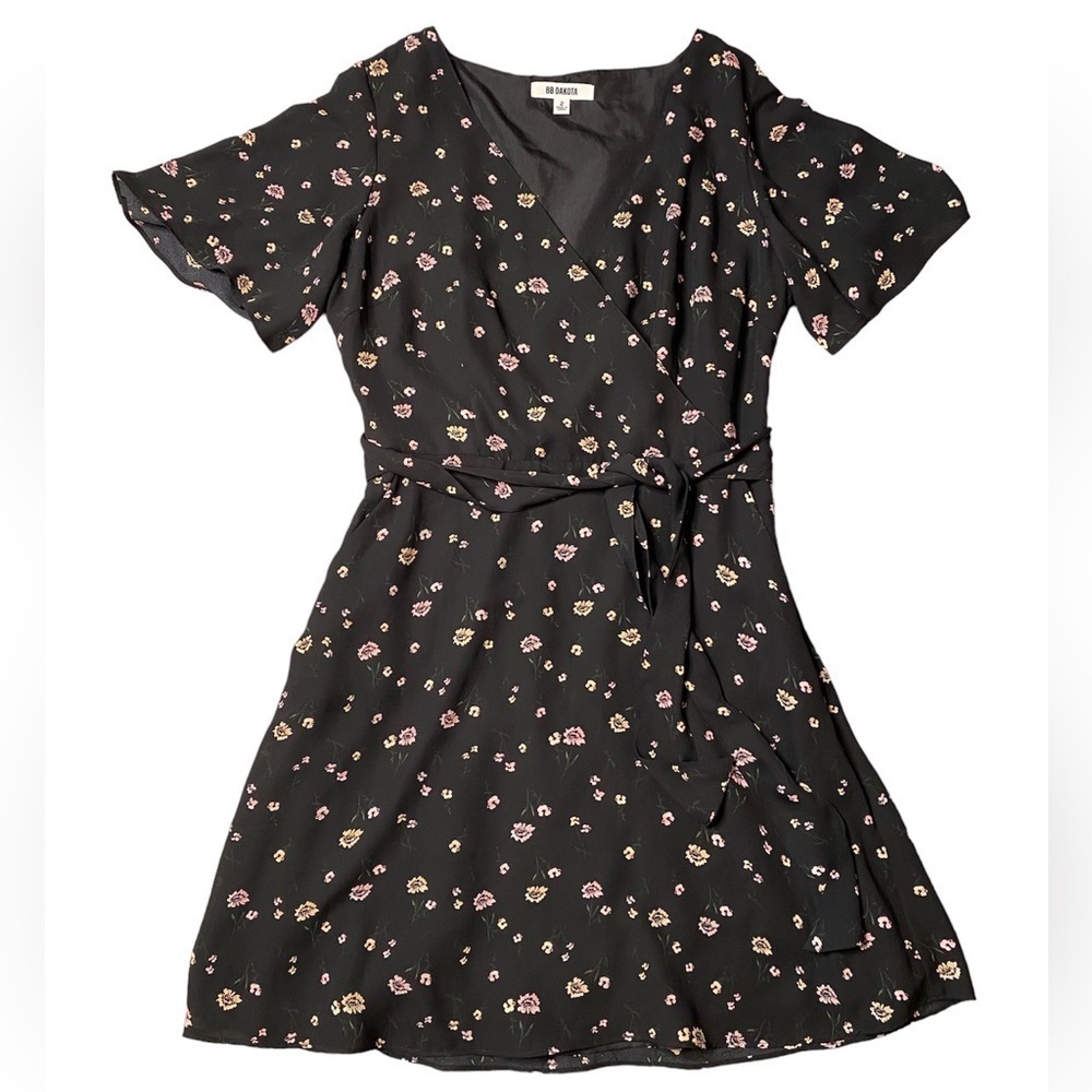 BB Dakota Lettie Floral Black Wrap Dress Women's Size 2 Spring Dress